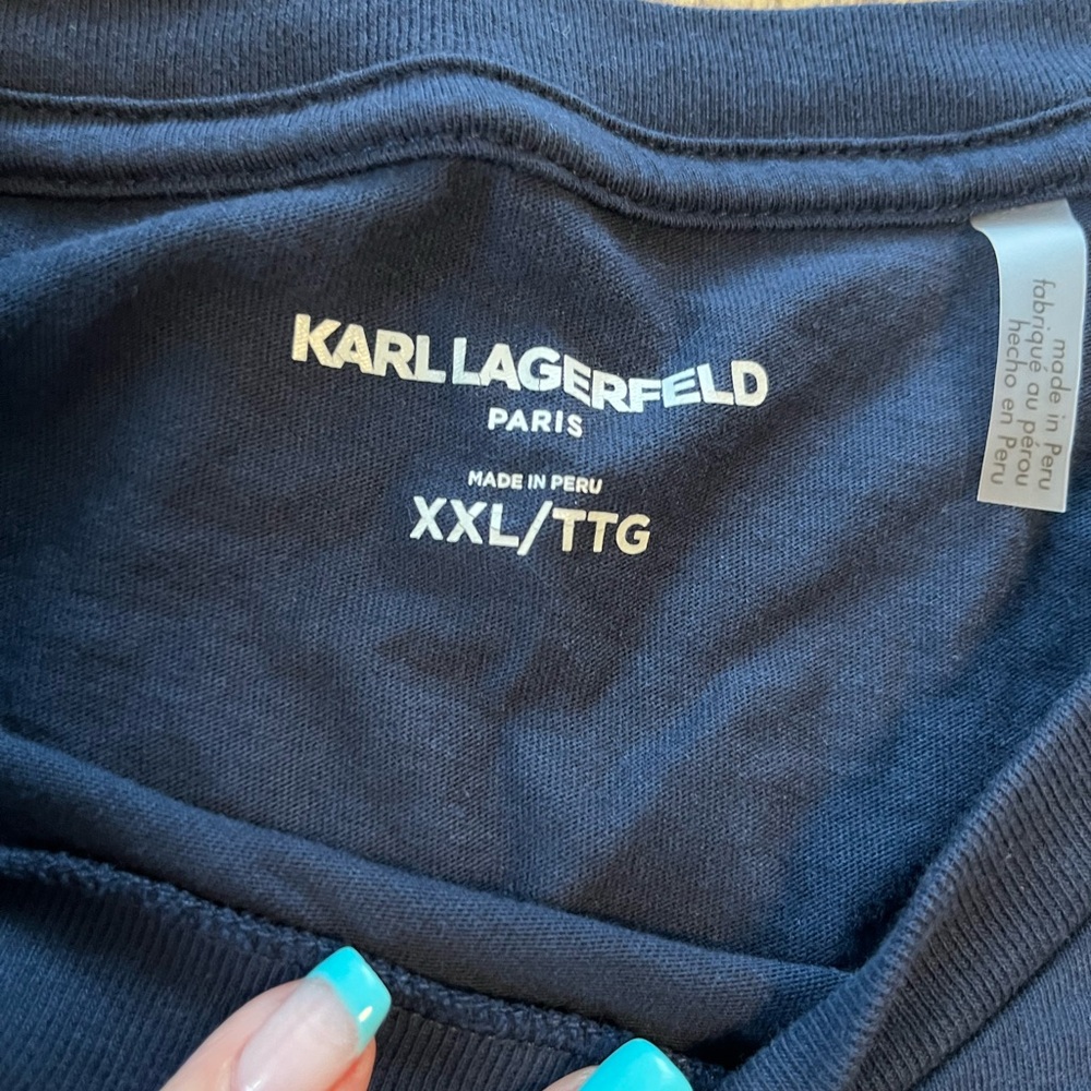 Karl Lagerfeld Men's Dark Blue Tee - Picture 2 of 3